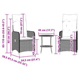 Reclining Garden Chairs 2 pcs with Table Grey Poly Rattan 365694