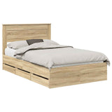 Bed Frame with Drawer Sonoma Oak 120 x 190 cm Engineer Wood 3409859