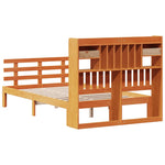 ZNTS Bookcase Bed without Mattress Wax Brown 135x190 cm Double Solid Wood Pine 3322809