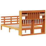 ZNTS Bookcase Bed without Mattress Wax Brown 135x190 cm Double Solid Wood Pine 3322809