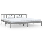 810104 Bed Frame without Mattress Grey Solid Wood 200x200 cm