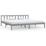 810104 Bed Frame without Mattress Grey Solid Wood 200x200 cm