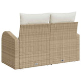 Garden Sofa with Cushion Beige 124 x 62 x 69cm Poly Rattan 42006746