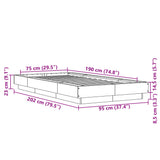 Bed Frame without Mattress Concrete Grey 75x190 cm Small Single 3281248