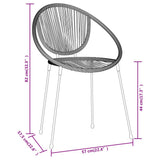 Dining Set Black Powder-coated steel, glass, PVC rattan Stackable 3099131