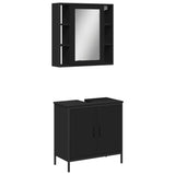 2 Piece Bathroom Furniture Set Black Engineered Wood 3214720