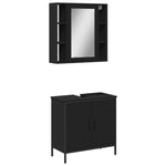 ZNTS 2 Piece Bathroom Furniture Set Black Engineered Wood 3214720