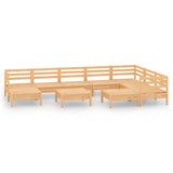 10 Piece Garden Lounge Set Solid Wood Pine 3083029