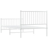 Metal Bed Frame without Mattress with Footboard White 100x190cm 350943