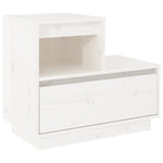 ZNTS Bedside Cabinet White 60x34x51 cm Solid Wood Pine 814376