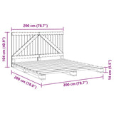 Bed Frame without Mattress with Headboard 200x200 cm Solid Wood 3281555