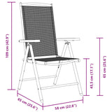 Folding Garden Chairs 4 pcs Aluminium and Textilene Black 41733