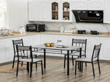 Five-Piece Marble Effect Dining Table Set - Grey/Black T3398P341236