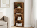 Corner Shelf 4-Tier 31.5 x 31 x 130 cm Engineered Wood Old Wood 8016308