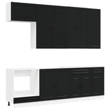 Kitchen Unit PORTO 8 pcs Black Engineered Wood 3438164