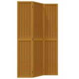 Room Divider 3 Panels Brown Solid Wood Paulownia 358815
