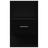 ZNTS Wall-mounted Bedside Cabinet with LED Lights Black 848159