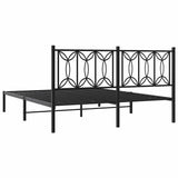 Metal Bed Frame without Mattress with Headboard Black 160x200cm 376131