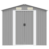 Garden Storage Shed Grey Metal 204x132x186 cm 42983