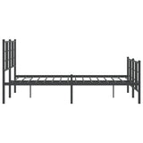 Bed Frame Black Powder-Coated Steel Double Bed Frame 355577