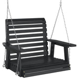 Garden Swing Chair with Metal Chains Black Solid Wood Fir 4008980