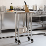 Kitchen Work Table with Wheels 55x30x85 cm Stainless Steel 376459