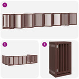Dog Gate with Door Foldable 15 Panels Brown 750 cm Poplar Wood 3155664