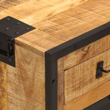 Sideboard 80x31x66 cm Solid Rough Wood Mango and Metal 355843