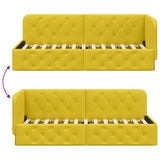 Corner Bed Frame with Headboard Yellow 80 x 200 cm Velvet 42016519