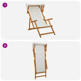 Deck Chair 2 pcs 3 Position Solid Eucalyptus Wood Cream 3407811