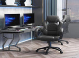 Office Chair Faux Leather Swivel Computer Desk Chair for Home Office with Wheels Armrests Black T3398P328248
