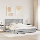 Bed Frame with Drawer Grey Sonoma 200 x 200 cm Engineered Wood 3411942