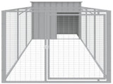 Dog House with Run Light Grey 110x405x110 cm Galvanised Steel 3189084