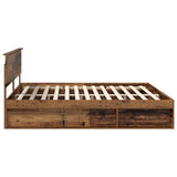 Bed Frame with Headboard Old Wood 200 x 200 cm Solid Pine Wood 3410562
