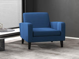Linen-Look Boxy Armchair - Blue T3398P329957