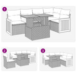 6 Piece Garden Sofa Set with Cushions Grey Poly Rattan Acacia 3327715