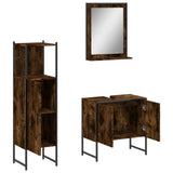 3 Piece Bathroom Cabinet Set Smoked Oak Engineered Wood 3214346