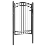 Fence Gate "EMMEN" with Arched Top Steel 100x106 cm Black 146370
