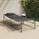Garden Sunbed with Pillow 2 pcs Black Powder-Coated Steel 42003023