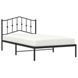 Metal Bed Frame without Mattress with Headboard Black 107x203cm 373785