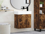 Bathroom Vanity Unit with Tap Smoked Oak 45.5 x 22.5 x 84 cm 889437