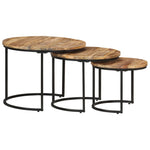 ZNTS Nesting Tables 3 pcs Rough Mango Wood 338002