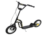 Teen Kids Stunt Scooter w/ Adjustable Handlebar, 12 Inch Rubber Tyres, Dual Brakes, Black T3398P422454