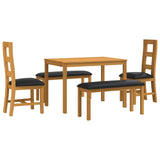 Dining Set 5 pcs Black Solid Oak Wood 3430289