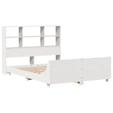 ZNTS Bed Frame without Mattress White 140x190 cm Solid Wood Pine 3323702
