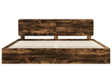 Bed Frame Smoked Oak 200 x 200 cm Solid Pine Wood 3412447