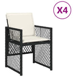 Garden Chairs with Cushions 4 pcs Black Poly Rattan 364949