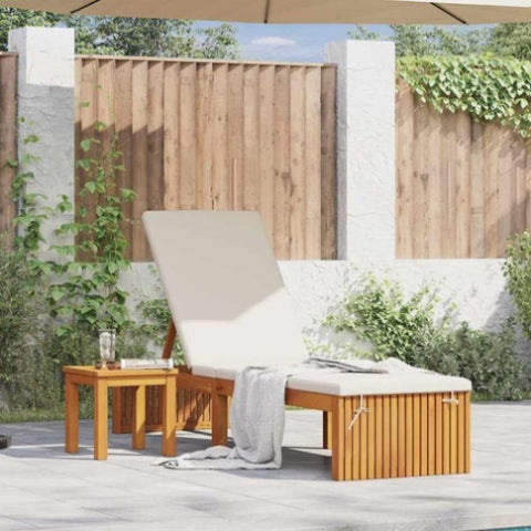 Sun Lounger Reclining Brown 200 x 55 x 94cm Solid Acacia wood 4108115