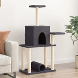 Cat Tree with Sisal Scratching Posts Dark Grey 122 cm 172090