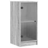 Side Cabinet with Glass Doors Grey Sonoma 35x37x75.5 cm 836404